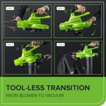 Greenworks 40V (230 MPH / 505 CFM / 75+ Compatible Tools) Cordless Brushless Leaf Blower / Vacuum, 5.0Ah Battery and Charger Included