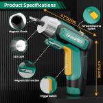 GRENPRO 4V Electric Screwdriver Rechargeable, Cordless Screwdriver 9pcs Bit with 1pc Bit Holder, USB Small Power Screwdriver Set with Bits, Green