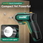 GRENPRO 4V Electric Screwdriver Rechargeable, Cordless Screwdriver 9pcs Bit with 1pc Bit Holder, USB Small Power Screwdriver Set with Bits, Green