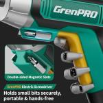 GRENPRO 4V Electric Screwdriver Rechargeable, Cordless Screwdriver 9pcs Bit with 1pc Bit Holder, USB Small Power Screwdriver Set with Bits, Green