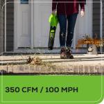 Greenworks 40V (100 MPH / 350 CFM) Cordless Axial Leaf Blower, 2.0Ah Battery and Charger Included