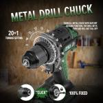 Prostormer Brushless Cordless Drill Set, 575 in.lbs Power Drill Driver, 3/8" Keyless Chuck, 20+1 Max Torque, 2pcs Batteries & Charger with 24 Pcs Drilling Bits & Storage Box