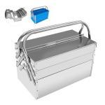 FITHOIST Metal Cantilever Tool Box, 3-Tier 5 Tray Fold Out Stainless Steel Tool Box with Handle, 14" Stack-able Portable Tool Storage Box Organizers Chest for Household Factory Warehouse Repair Shop
