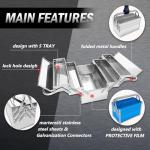 FITHOIST Metal Cantilever Tool Box, 3-Tier 5 Tray Fold Out Stainless Steel Tool Box with Handle, 14" Stack-able Portable Tool Storage Box Organizers Chest for Household Factory Warehouse Repair Shop