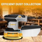 Orbital Sander Corded Hand Sander: DEKOPRO 5" Random Orbital Sander with Dust Box, 6 Various Speeds Electric Palm Sander with Dust Box, 16Pcs Sandpapers for Woodworking & Sanding-Yellow