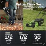 Greenworks 80V 21” Brushless (Push) Cordless Electric Lawn Mower + (500 CFM) Axial Leaf Blower (75+ Compatible Tools), (2) 2.0Ah Batteries and 30 Minute Rapid Charger