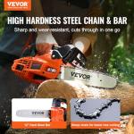 VEVOR 25.4 CC 2-Cycle Top Handle Gas Powered Chainsaw 12 Inch Petrol Handheld Cordless Chain Saw for Tree Wood Cutting