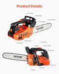 VEVOR 25.4 CC 2-Cycle Top Handle Gas Powered Chainsaw 12 Inch Petrol Handheld Cordless Chain Saw for Tree Wood Cutting