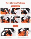 VEVOR 25.4 CC 2-Cycle Top Handle Gas Powered Chainsaw 12 Inch Petrol Handheld Cordless Chain Saw for Tree Wood Cutting
