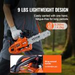 VEVOR 25.4 CC 2-Cycle Top Handle Gas Powered Chainsaw 12 Inch Petrol Handheld Cordless Chain Saw for Tree Wood Cutting