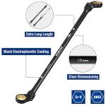 WORKPRO Extra Long Flex-Head Ratcheting Wrench Set, 5-piece Anti-Slip Double Box Wrenches Set, Metric 8-19 mm, 72-Teeth, Cr-V Steel and Black Electrophoretic Coating Wrenches with Rolling Pouch