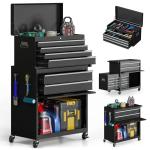 VIWAT Tool Chest, 8-Drawer Rolling Tool Storage Cabinet with Enhanced Packaging, Detachable Top Tool Box, Metal Tool Cart with Hooks and Liners, for Garage, Workshop, Black