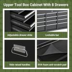 VIWAT Tool Chest, 8-Drawer Rolling Tool Storage Cabinet with Enhanced Packaging, Detachable Top Tool Box, Metal Tool Cart with Hooks and Liners, for Garage, Workshop, Black