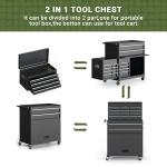 VIWAT Tool Chest, 8-Drawer Rolling Tool Storage Cabinet with Enhanced Packaging, Detachable Top Tool Box, Metal Tool Cart with Hooks and Liners, for Garage, Workshop, Black