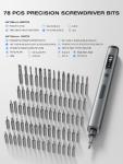 90-in-1 Mini Electric Screwdriver, SMOOTHARMOR Precision Screwdriver Set Cordless with 78 S2 Bits, 0.15-0.55 N.m Torque, Magnetic Storage, 500mAh, LED Light, Power Repair Tool Kit for Phone Laptop PS5