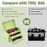 WORKPRO Mini Metal Tool Box with 2 Drawers and Top Storage, Small Tool Chest with PVC Liners and PP Feet Pads, Cold Rolled Steel Toolbox with Magnetic Tab