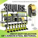 Large Power Tool Organizer Wall Mount, Garage Storage Cordless Tool Organizer with Screwdriver Holder, Heavy Duty Metal Storage Rack with 8 Drill Holder 4 Layer, Gifts for Men Who Have Everything