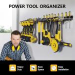 RacKeaLsi 2 Pack Drill Holder, Power Tool Organizer Wall Mount, Heavy Duty Garage Storage and Tool Organizer, Ideal Garage Organization Gifts for man, 8 Slots for Power Tools and 32 Screwdriver Rack