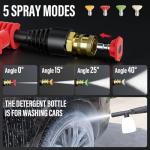 MZK Electric Pressure Washer,5200 Max PSI with Anti-Tipping Technology,4 Quick-Connect Nozzles,Foam Cannon for Easy Replacement,High-Pressure Cleaning of Cars,Fences ET2501