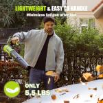 Leaf Blower Cordless with 2× 4.0Ah Batteries and Charger, 560CFM & 180MPH Lightweight Leaf Blower, 2 Speed Electronic Control, 20V Electric Blower for Driveway, Lawn & Yard Care