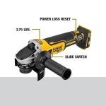 DEWALT 20V MAX* XR Angle Grinder with Kickback Brake, Slide Switch, 4-1/2-Inch, Tool Only (DCG405B)