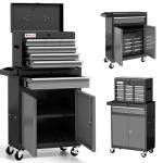 Tool Chest 7-Drawer | 40'' H Rolling Tool Chest with Wheels | Detachable Top Metal Tool Box | Garage Storage Cabinet for Repair Room,Warehouse | Rolling Tool Box with Hooks,Liners,Tray Divider | Black