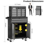 Tool Chest 7-Drawer | 40'' H Rolling Tool Chest with Wheels | Detachable Top Metal Tool Box | Garage Storage Cabinet for Repair Room,Warehouse | Rolling Tool Box with Hooks,Liners,Tray Divider | Black