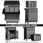 Tool Chest 7-Drawer | 40'' H Rolling Tool Chest with Wheels | Detachable Top Metal Tool Box | Garage Storage Cabinet for Repair Room,Warehouse | Rolling Tool Box with Hooks,Liners,Tray Divider | Black