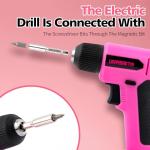 URASISTO 8V Pink Cordless Drill, Power Drill Tool Set, Built-in LED, 58pcs Acessories with Household Tool Set Gift Box, Pink Drill Set for Women