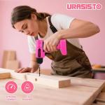 URASISTO 8V Pink Cordless Drill, Power Drill Tool Set, Built-in LED, 58pcs Acessories with Household Tool Set Gift Box, Pink Drill Set for Women