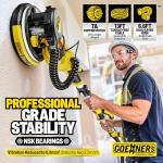 Drywall Sander, Electric Drywall Sander with Vacuum, Automatic Dust Removal, 7 Variable Speed, 900-1800RPM, 26’ Power Cord, Labor-Saving Handle and Patented Fixture for Ceiling Sanding, LED Light