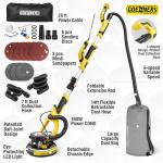 Drywall Sander, Electric Drywall Sander with Vacuum, Automatic Dust Removal, 7 Variable Speed, 900-1800RPM, 26’ Power Cord, Labor-Saving Handle and Patented Fixture for Ceiling Sanding, LED Light