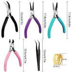 URSKYTOUS 4Pcs Jewelry Pliers Set Jewelry Making Pliers Tools Kit Include Jewelry Making Needle Nose Chain Nose Round Bent Pliers Wire Cutter for Bracelet Beading DIY Craft Jewelry Making Supplies
