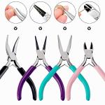 URSKYTOUS 4Pcs Jewelry Pliers Set Jewelry Making Pliers Tools Kit Include Jewelry Making Needle Nose Chain Nose Round Bent Pliers Wire Cutter for Bracelet Beading DIY Craft Jewelry Making Supplies