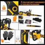 JEXUGK 12" Brushless Chainsaw, 21V Cordless Chainsaw with 2 x 4.0Ah Battery, Electric Motosierra De Gasolina with 2 x Chains & Guide Plate, Eléctrica Rechargeable Saw for Wood Cutting Trimming Branch