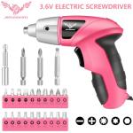 JENABOM Cordless Screwdriver Rechargeable, Electric Screwdriver Cordless 24pcs, USB Small Power Screwdriver Set with LED light for Women, Pink
