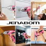 JENABOM Cordless Screwdriver Rechargeable, Electric Screwdriver Cordless 24pcs, USB Small Power Screwdriver Set with LED light for Women, Pink