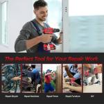 20V Cordless Drill, Electric Power Drill Set with Battery Charger, 3/8” Keyless Chuck, 2 Variable Speed, 18+3 Torque, 72pcs Driver Bits and Belt Hook, Red