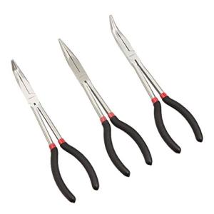 Amazon Basics Long Reach Needle Nose Pliers Tool Set, 3-Piece, Black
