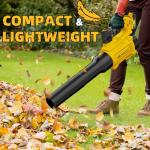 Nelhalt 20V Cordless Leaf Blower, Max 600 CFM/125 MPH Turbo Boost Mode Compatible with DeWALT 20V Max Battery, Brushless Motor, Ergonomic 3.6LBS for Driveway & Yard, Tool Only