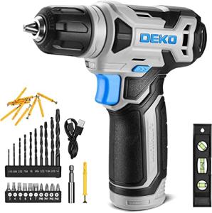 DEKOPRO 8V Cordless Drill, Drill Set with 3/8"Keyless Chuck, Built-in LED, Type-C Charge Cable, 42pcs Acessories, Power Drill for Drilling and Tightening/Loosening Screws