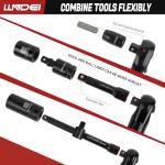 LLNDEI 3/8" 58Pcs Cordless Electric Ratchet Wrench Set with Socket Set,12V High Capacity Electric Wrench(40FT-LBS(55N.M)) with Adjustable Speed,etc, LED Light for Battery.