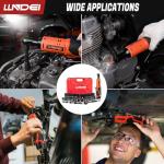 LLNDEI 3/8" 58Pcs Cordless Electric Ratchet Wrench Set with Socket Set,12V High Capacity Electric Wrench(40FT-LBS(55N.M)) with Adjustable Speed,etc, LED Light for Battery.