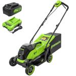 Greenworks 24V 13" Brushless (Push) Cordless Lawn Mower, 4.0Ah Battery and Charger