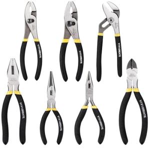 Vivicreate 7-Piece Pliers Set Heavy Duty Multipurpose Tools for Home Repair DIY Auto Electrical Work Includes Long Nose Slip Joint Linesman and Diagonal Pliers Alicates de Corte Herramientas