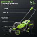 Greenworks 24V 13" Brushless (Push) Cordless Lawn Mower, 4.0Ah Battery and Charger