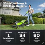 Greenworks 24V 13" Brushless (Push) Cordless Lawn Mower, 4.0Ah Battery and Charger