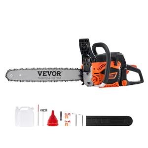 VEVOR Gas Chainsaw 52CC 2-Cycle Gasoline Powered Chainsaw 18 Inch Handheld Cordless Petrol Chain Saws For Forest, Wood, Garden and Farm Cutting Use