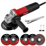 AVID POWER Angle Grinder 7.5-Amp 4-1/2 inch Electric Grinder Power Tools with Grinding Wheels, Cutting Wheels, Flap Disc and Auxiliary Handle for Cutting, Grinding, Polishing & Rust Removal - Dark Red