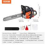 VEVOR Gas Chainsaw 52CC 2-Cycle Gasoline Powered Chainsaw 18 Inch Handheld Cordless Petrol Chain Saws For Forest, Wood, Garden and Farm Cutting Use